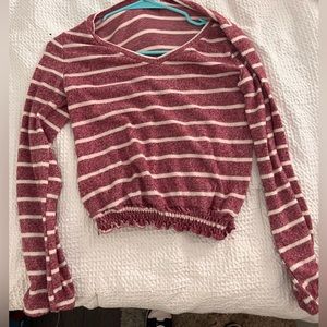 Super Soft Red n White striped sweater cropped